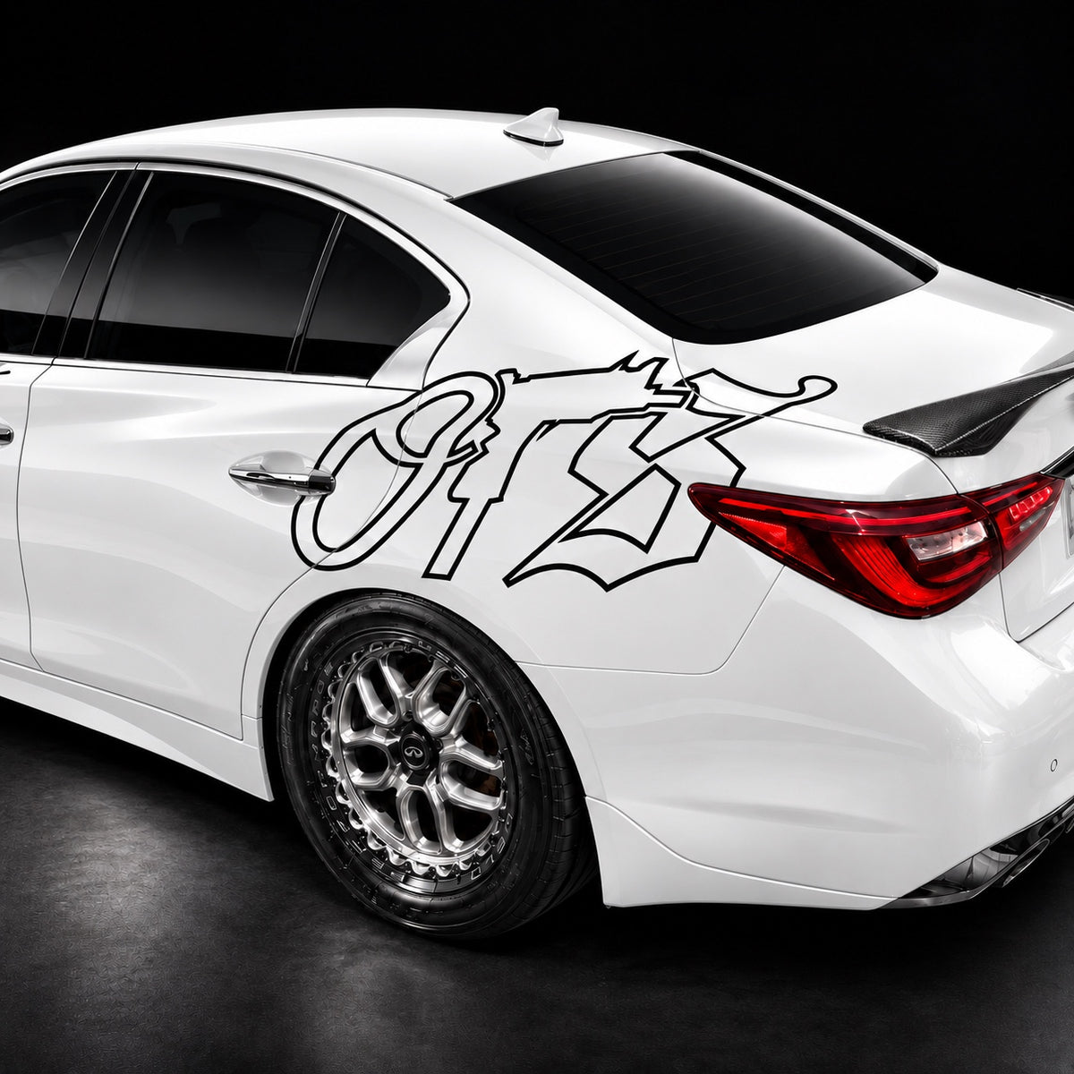 Black OTS 40-inch vinyl decal on car