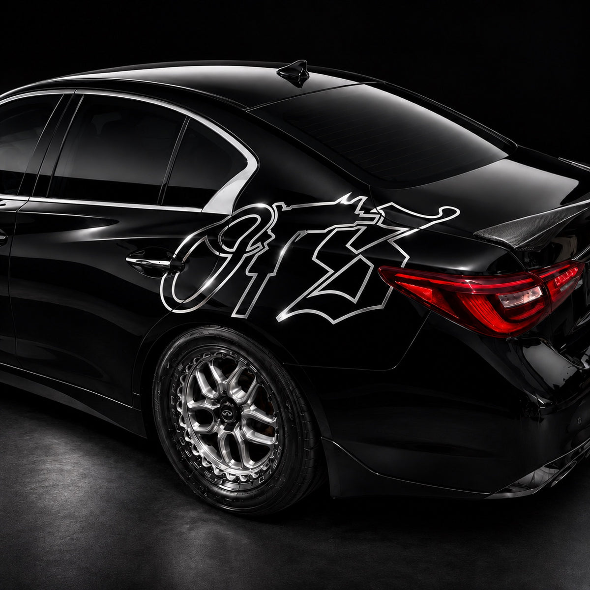 Chrome OTS 40-inch vinyl decal on car