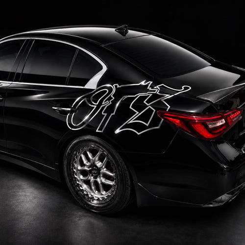 Chrome OTS 40-inch vinyl decal on car