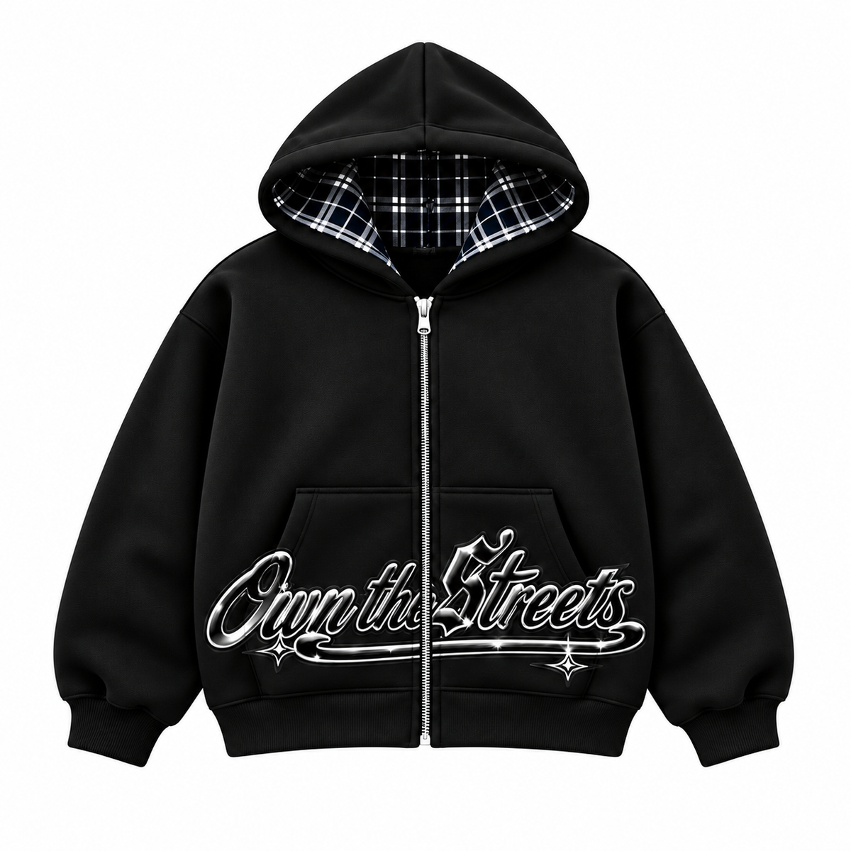 OTS black hoodie front — Own the Streets